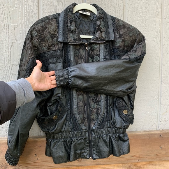 Vintage genuine leather jacket, unique pattern - Picture 5 of 8